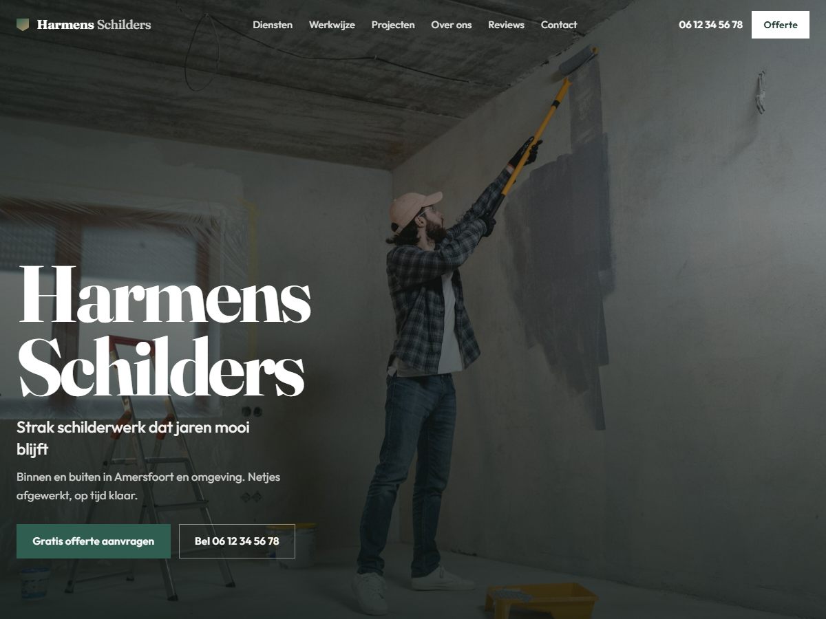 Voorbeeldwebsite voor een schilder